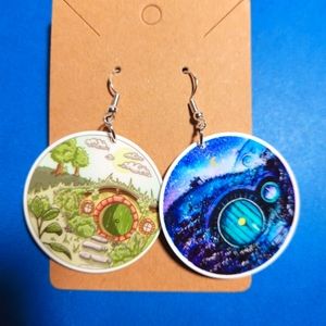 Hobbit Houses Glitter Acrylic Dangle Earrings